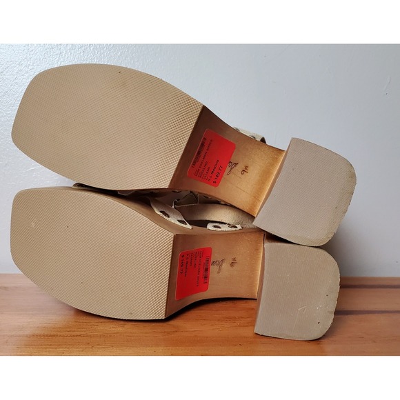 Sam Edelman Rosalind Suede Leather Beige Chunky Platform Sandal Square Toe Clog - Picture 7 of 12